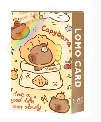 30Pcs Glitter Capybara Photocards Cartoon Double-sided Flash Lomo Cards HD Collection Cards Kids Gift