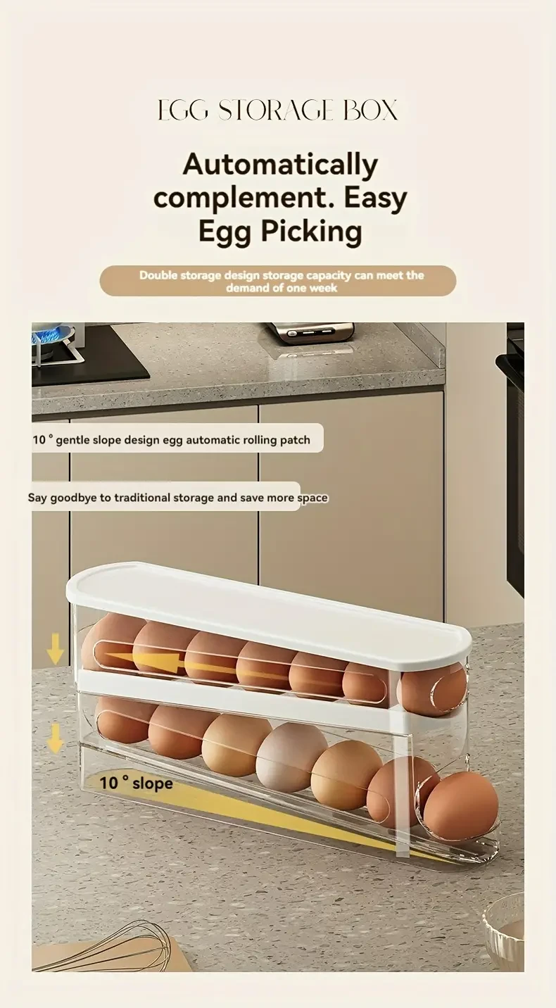 Space-Saving Rolling Egg Storage Box