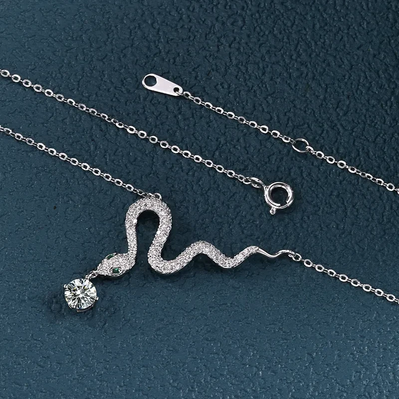 S925 Sterling Silver Jewelry Cross Snake Year Necklace