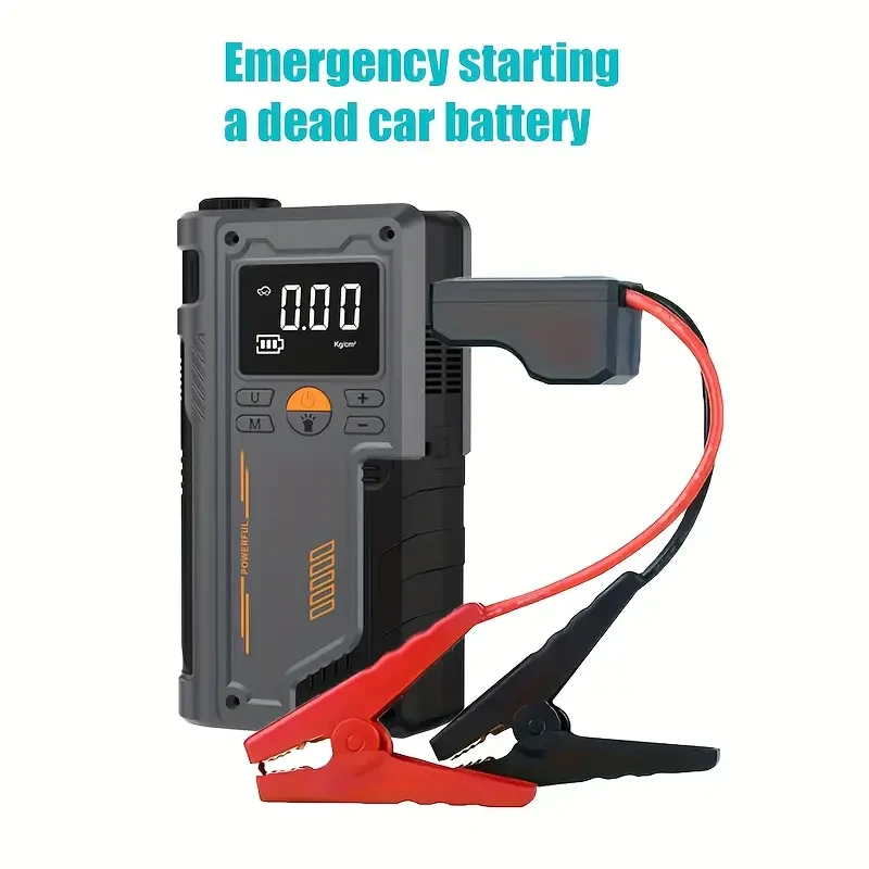 8000mAh Rechargeable Lithium Battery Portable Air Compressor Tank Style with Digital Pressure Gauge