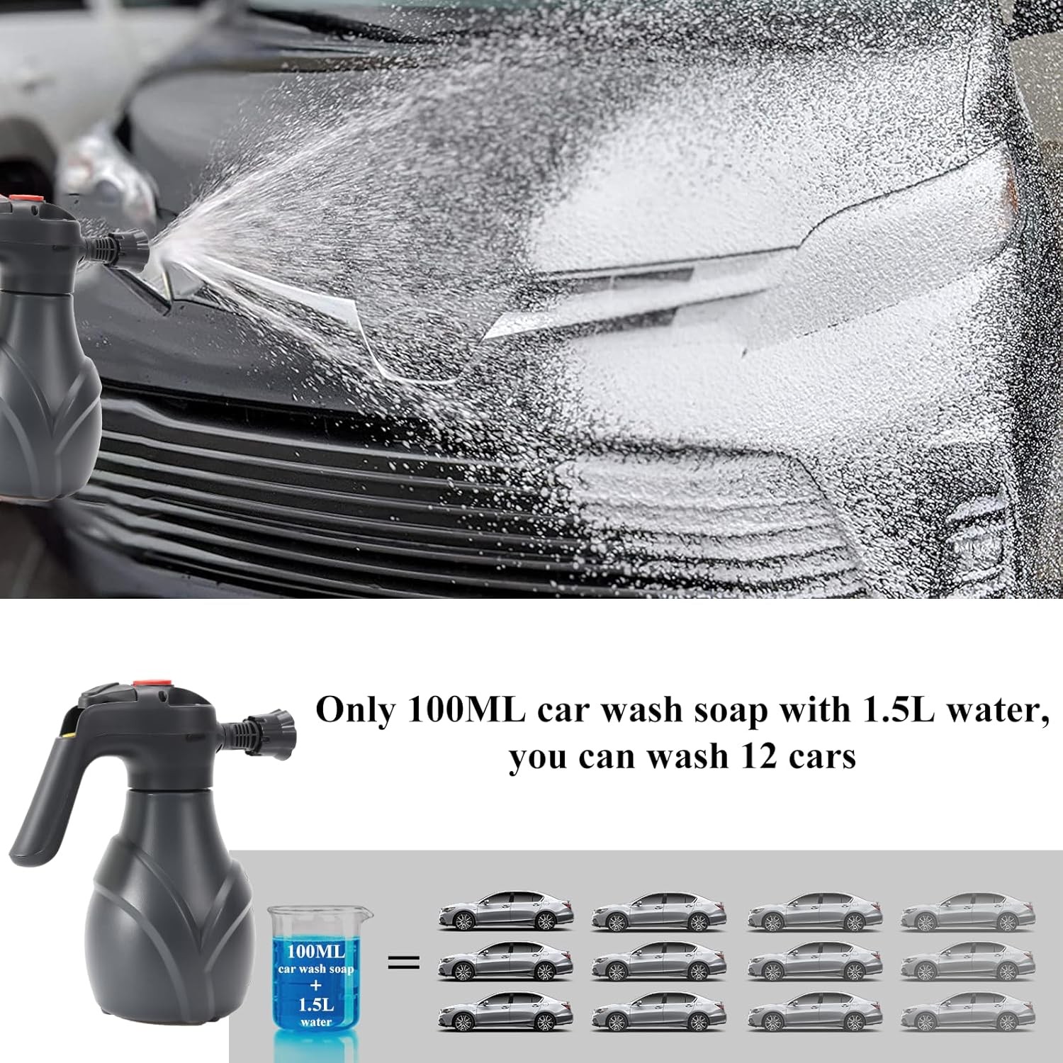 Electric Foam Sprayer Car Wash Water Gun With Cannon
