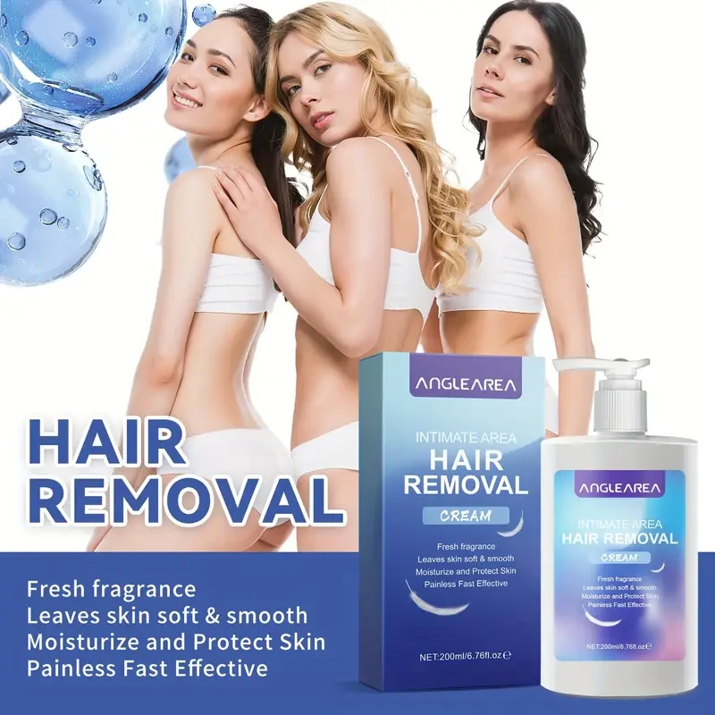 200ml/6.76oz ANGLEAREA Sensitive Skin Intimate Hair Remover Cream - Gentle, Moisturizing, Calming, Fresh Fragrance, Alcohol-Free for Bikini, Body, All Skin Types