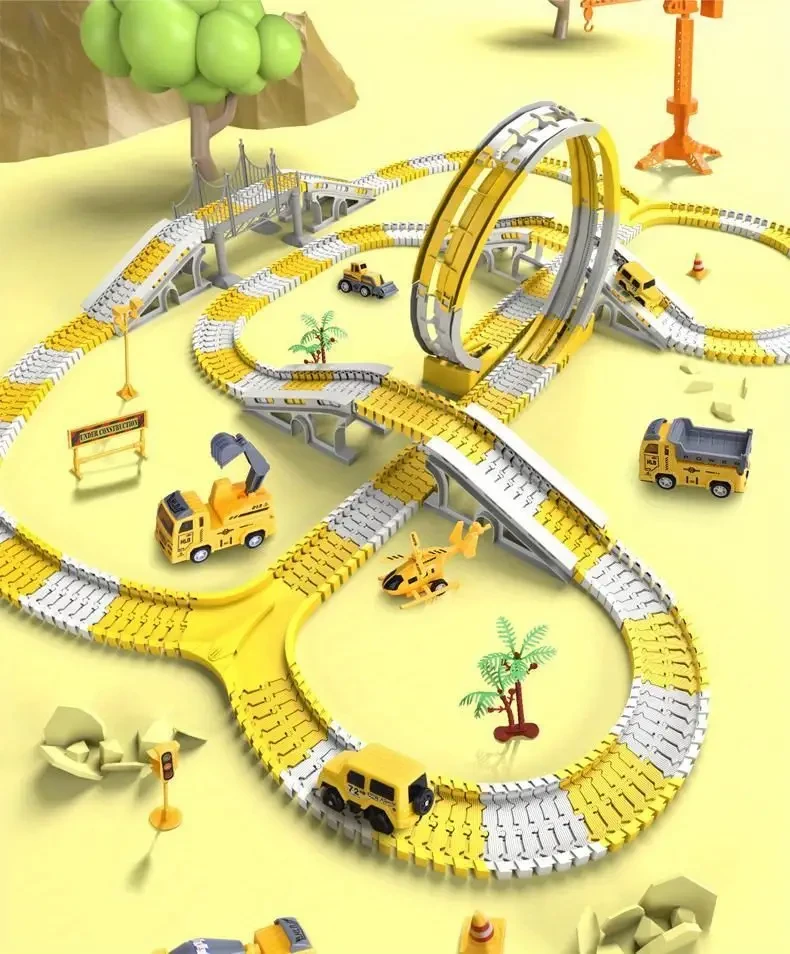 DIY Electric Track Toy Car, Engineering Car, Children's Educational Toy Track Car, Small Train Halloween Christmas Gifts