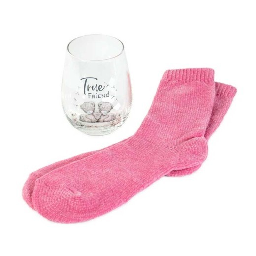 Signature: True Friend Wine Glass & Socks Set
