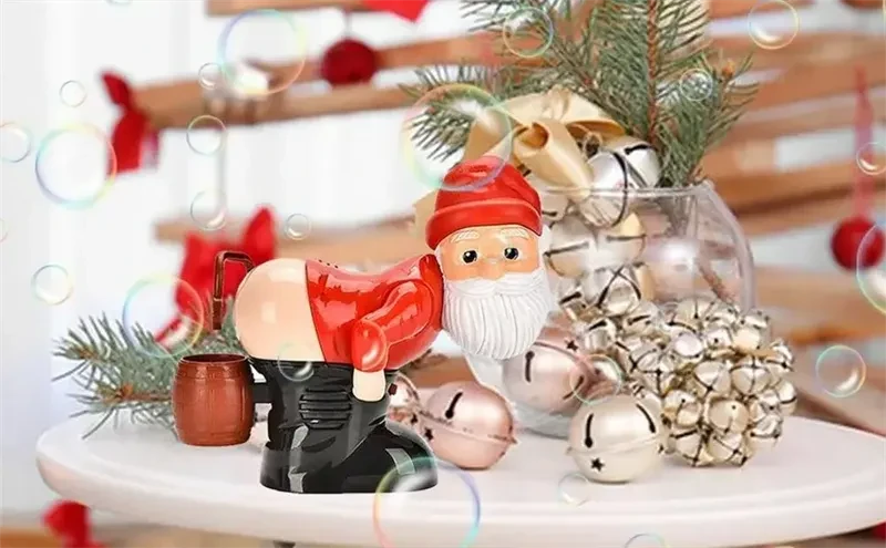 Electric Santa Claus Bubbles Machine Blowing Bubbles Music Light Entertainment Toy