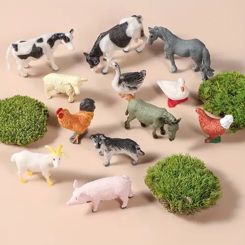53pcs Mini Jungle Animal Figurines Set - Educational Puzzle & Playset with Fence and Trees for Birthday, Christmas, and Party Learning