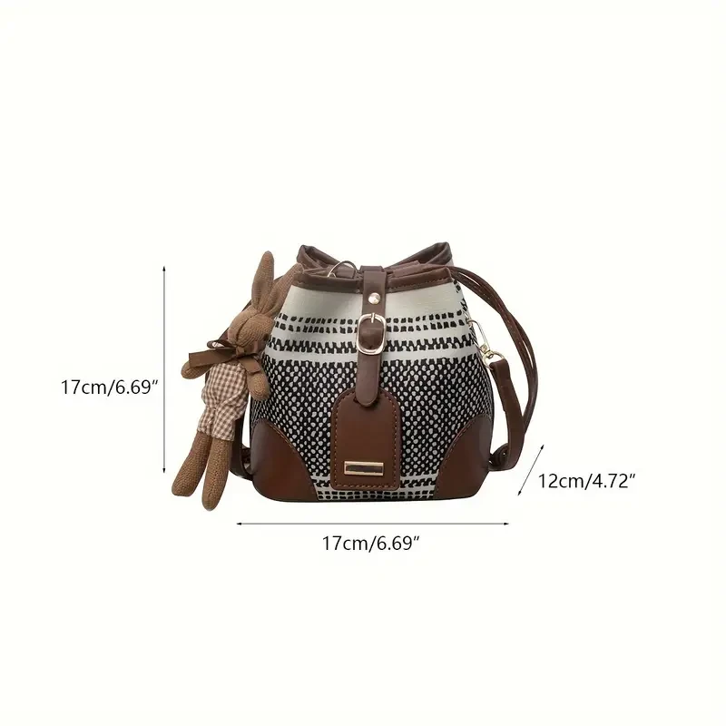Women's Mini Fashion Elegant Contrast Color Canvas Shoulder Bag