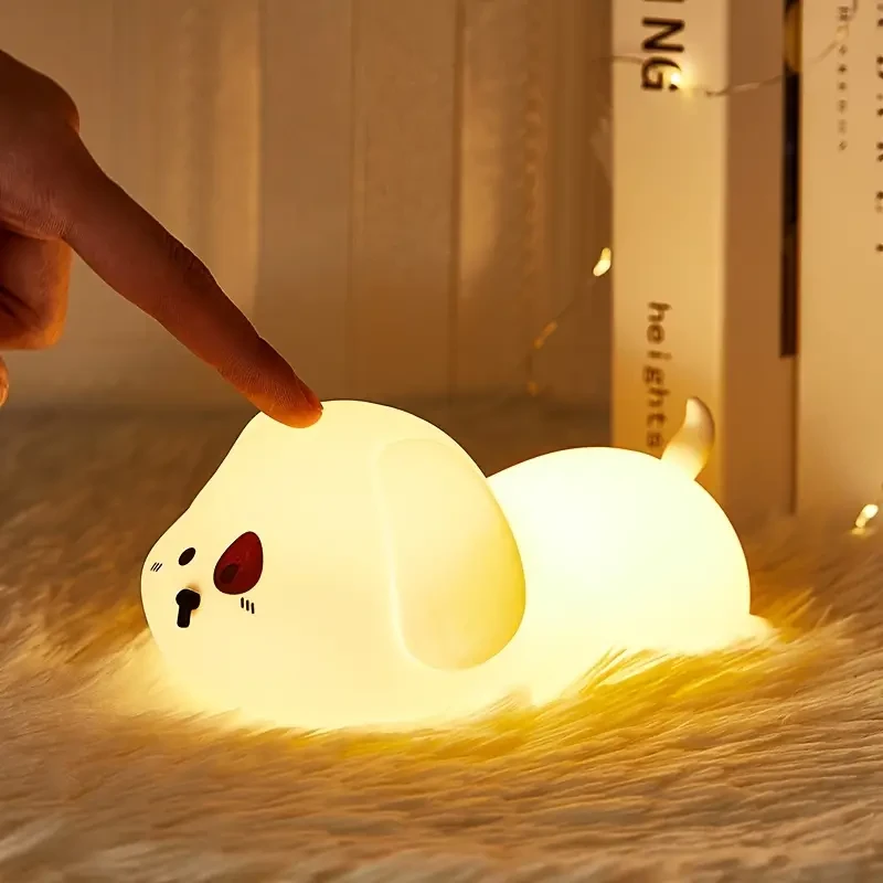Cute Puppy Silicone Night Light - Tap to Light Up