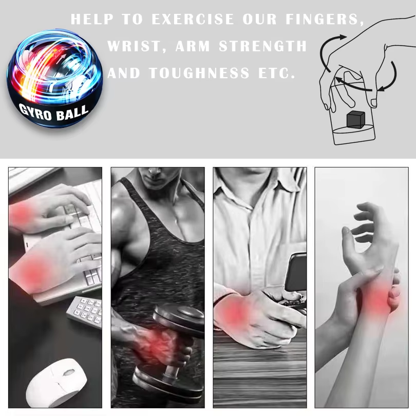 Wrist Ball Power Trainer Ball Arm Hand Forearm Exerciser Auto-Start Gyroscopic Power Wrist Gyro Ball Sport Fitness Equipment