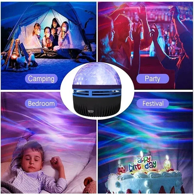LED Star Galaxy Projector Lamp Spotlight Colorful Rotating Magic Ball Bedroom Atmosphere Lamp Bar KTV Disco Party Stage Light