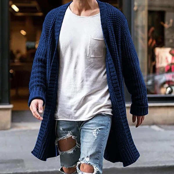 Solid Color Loose Knit Cardigan Jacket