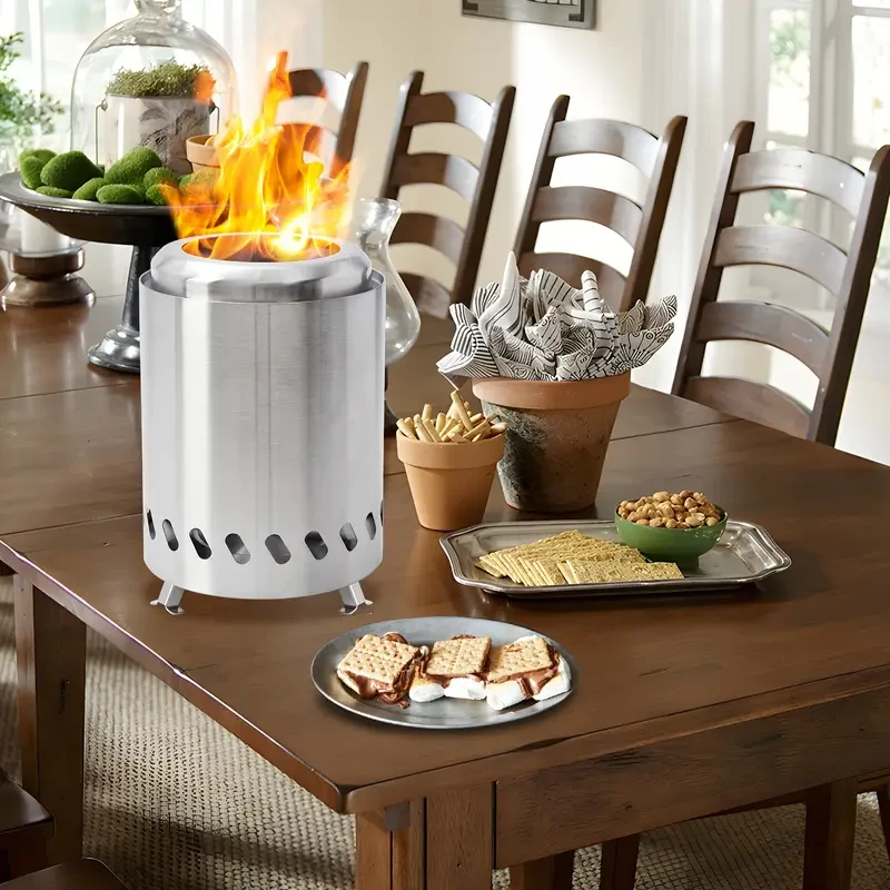 Mini Tabletop Fire Pit for Smores - Stainless Steel, Portable with Carry Bag