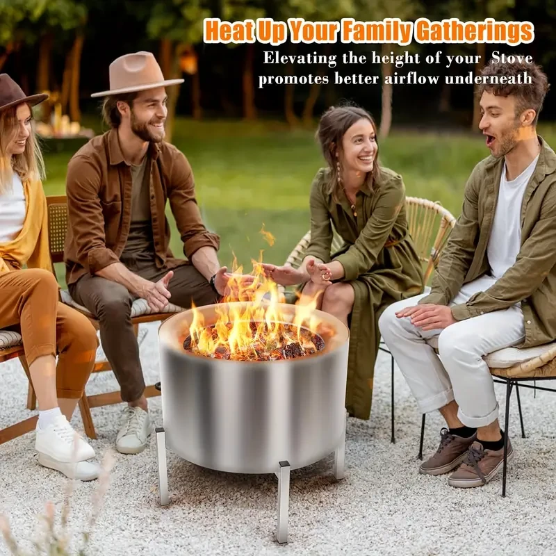 Uniflasy 15-27 Inch Firepit Stand for Smokeless Fire Pits