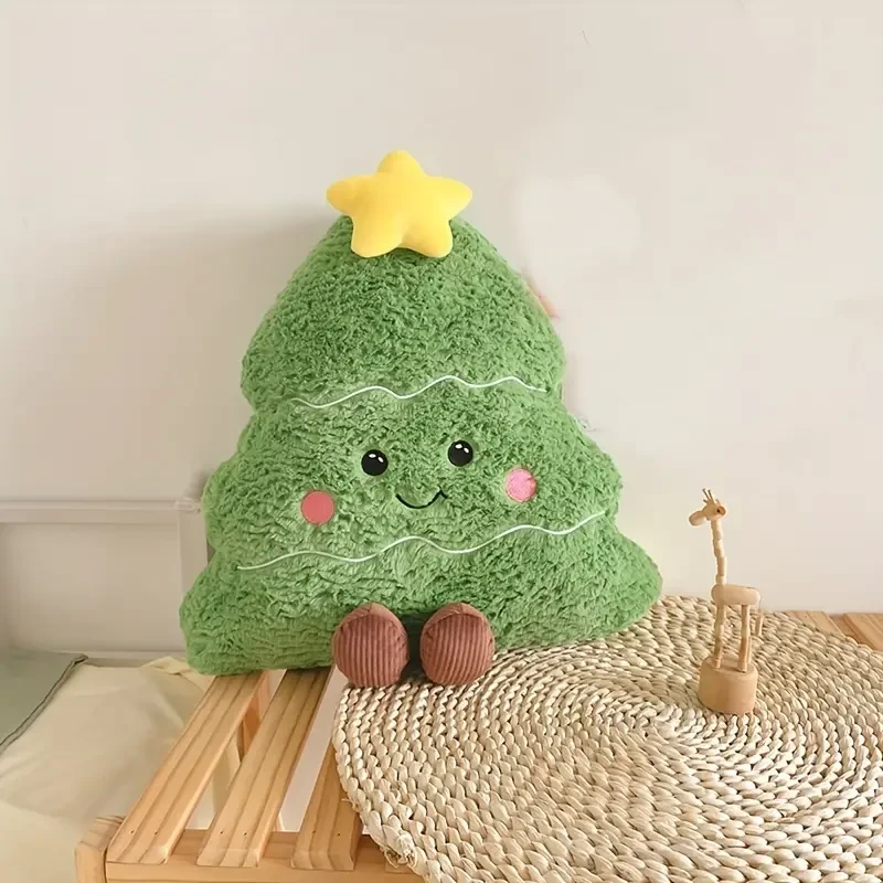 Christmas Tree Plush Throw Pillow 50.04cm - Festive Polyester Decorative Cushion for Holiday Season