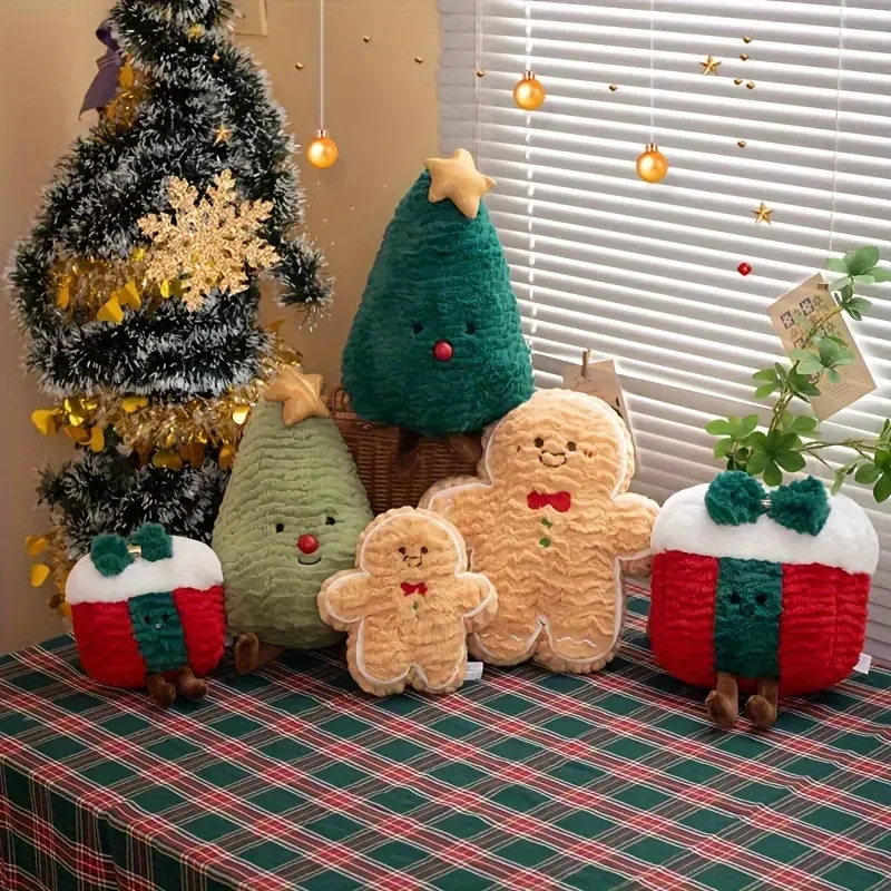 Gingerbread Christmas Tree Plush Throw Pillow