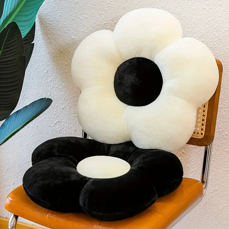2pcs Flower Shaped Seat Cushion, Plush Chair Seat Cushion, Cute Floor Pillow, Home Decor