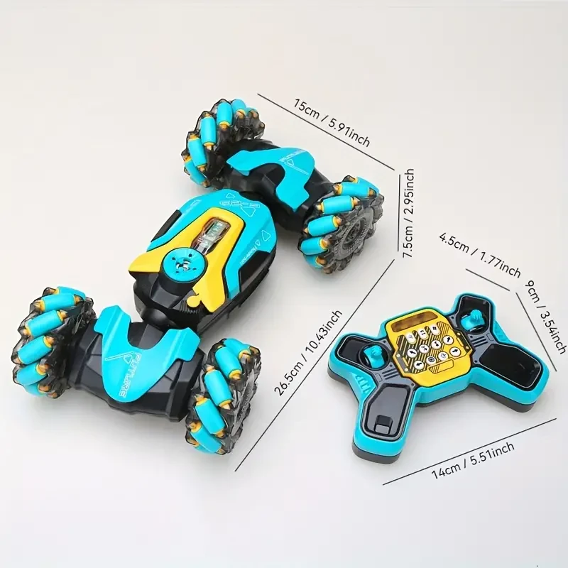 2.4G 4WD Stunt Race Car with Lights, Smoke, Programming, Auto-Lift, Music, And Climbing Features - Suitable for All Terrains