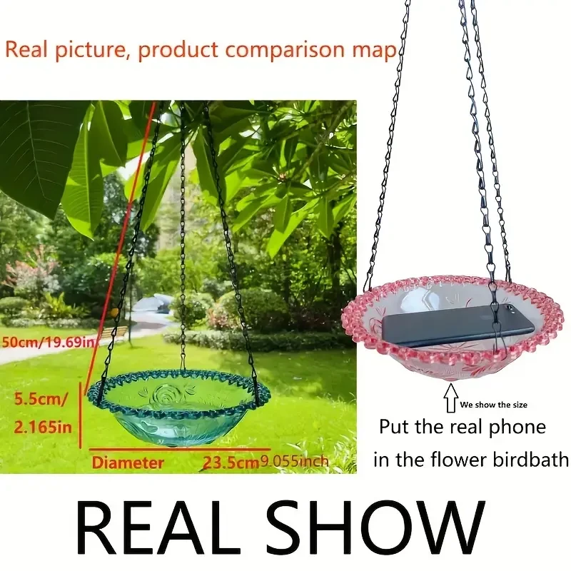 Decorative Hanging Hummingbird Feeder Bird Bath - Outdoor Bird Bathtub Shower Basin
