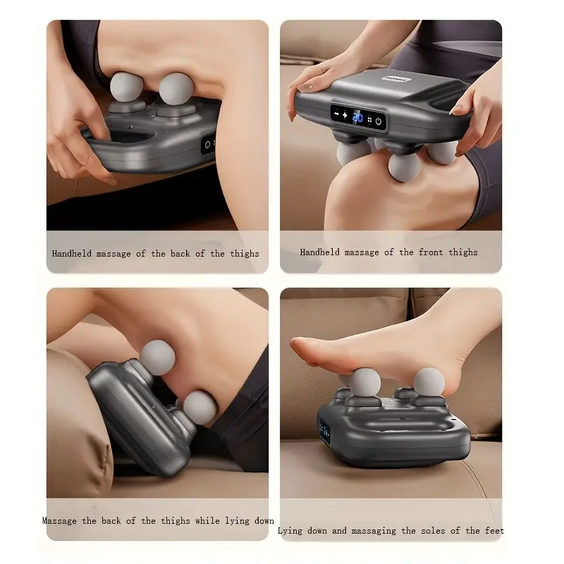 USB Rechargeable 4-Head Massage Gun - Deep Tissue Massager