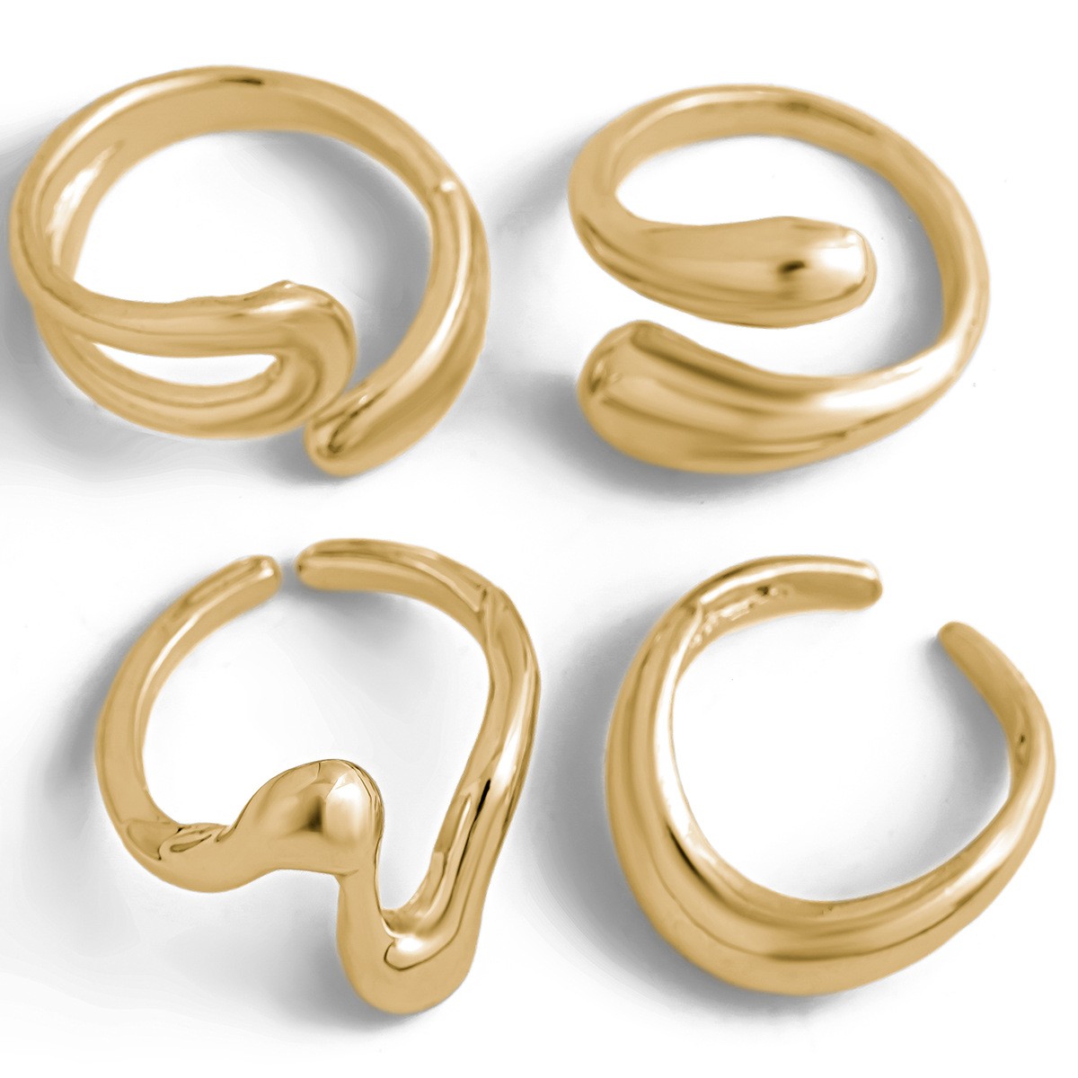 DIEZI One Set Irregular Geometric Rings