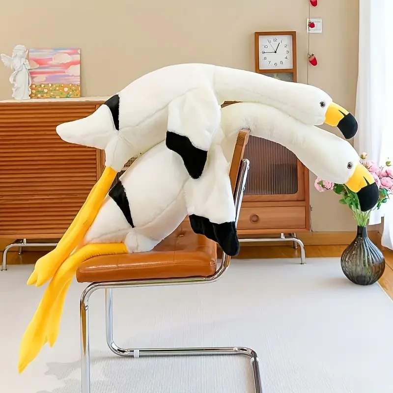 Giant 180.01cm Flamingo Plush Toy - Soft, Cuddly White & Red Throw Pillow