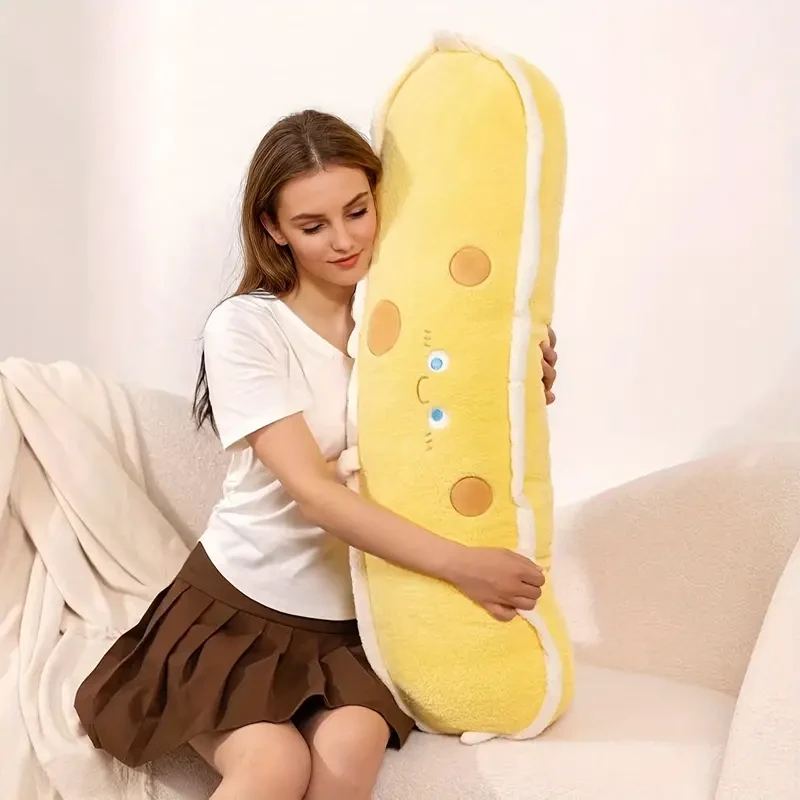 Ultra-Soft Plush Long Pillow for Side Sleepers - Versatile Use as Cushion