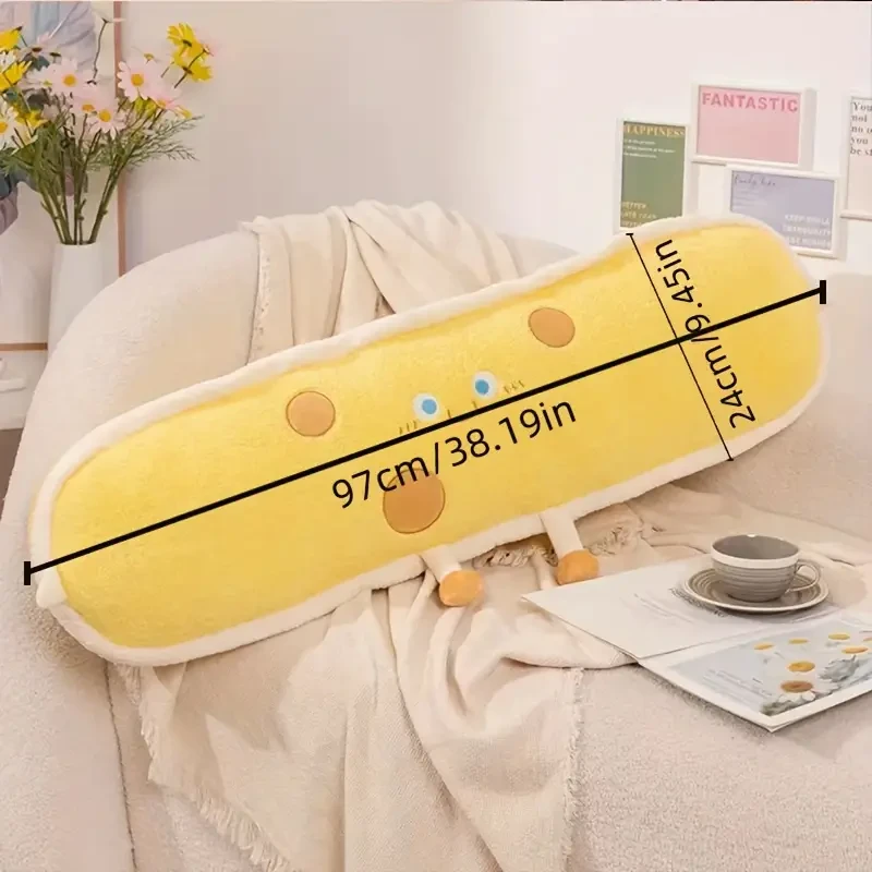 Ultra-Soft Plush Long Pillow for Side Sleepers - Versatile Use as Cushion