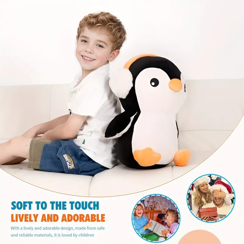 Adorable 40.64cm Penguin Plush with Headphones - Soft, Cuddly Body Pillow Toy for Youngsters