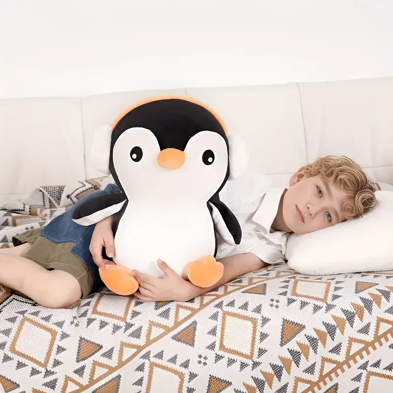 Adorable 40.64cm Penguin Plush with Headphones - Soft, Cuddly Body Pillow Toy for Youngsters