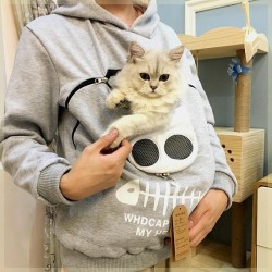 Cat and Dog Lovers Hoodie  Kangaroo Pet Pouch Sweatshirt with Animal Ear Hood