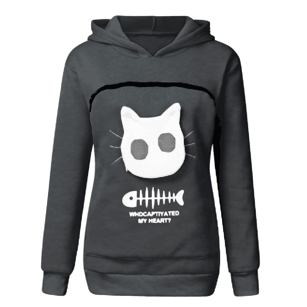 Cat and Dog Lovers Hoodie Kangaroo Pet Pouch Sweatshirt with Animal Ear Hood