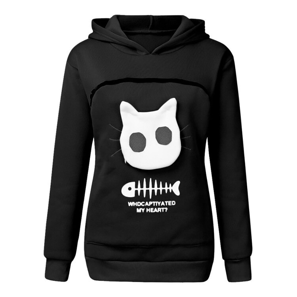 Cat and Dog Lovers Hoodie Kangaroo Pet Pouch Sweatshirt with Animal Ear Hood