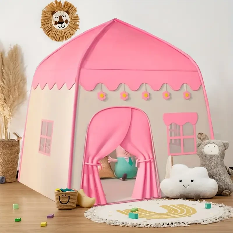 Children's Princess Play Tent | Large Indoor Playhouse with Pink Floral Design