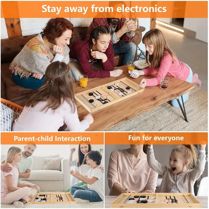 Fast Puck Game, Sling Puck Game, Winner Wooden Board Game