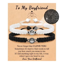 Projection Stone Bracelet Suit Hand-woven Couple Bracelet Adjustable Bracelet