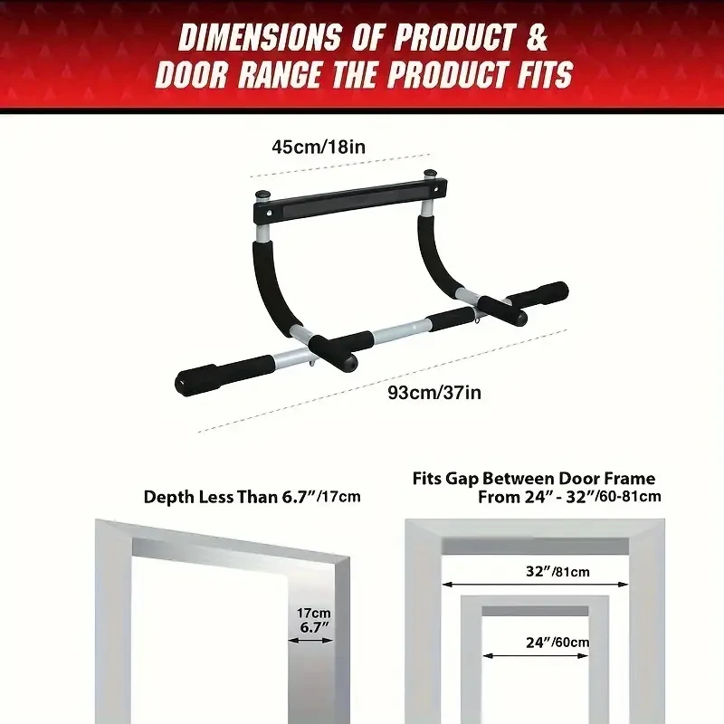 Pull Up Bar for Doorway, Heavy Duty Total Upper Body Workout Bar Fitness Tools for Home Gym Black
