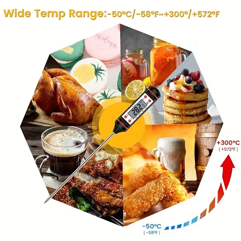 1PC Digital Instant Read Meat Thermometer - Kitchen Food Cooking Thermometer with Backlight LCD
