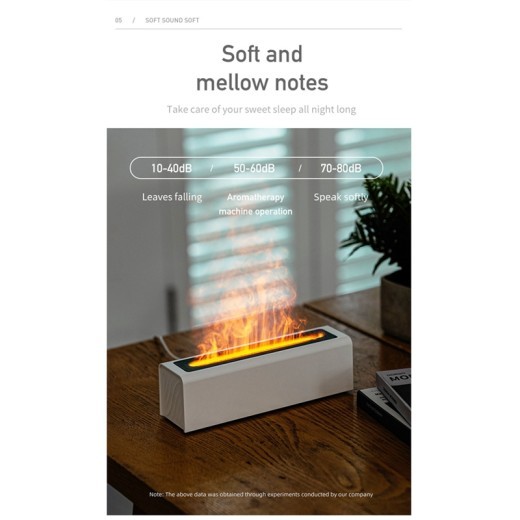 Flame Aromatherapy Diffuser Air Humidifier USB Cool Mist Maker Fogger Essential Oil Diffuser 7-Color Flame Humidifier-A Durable