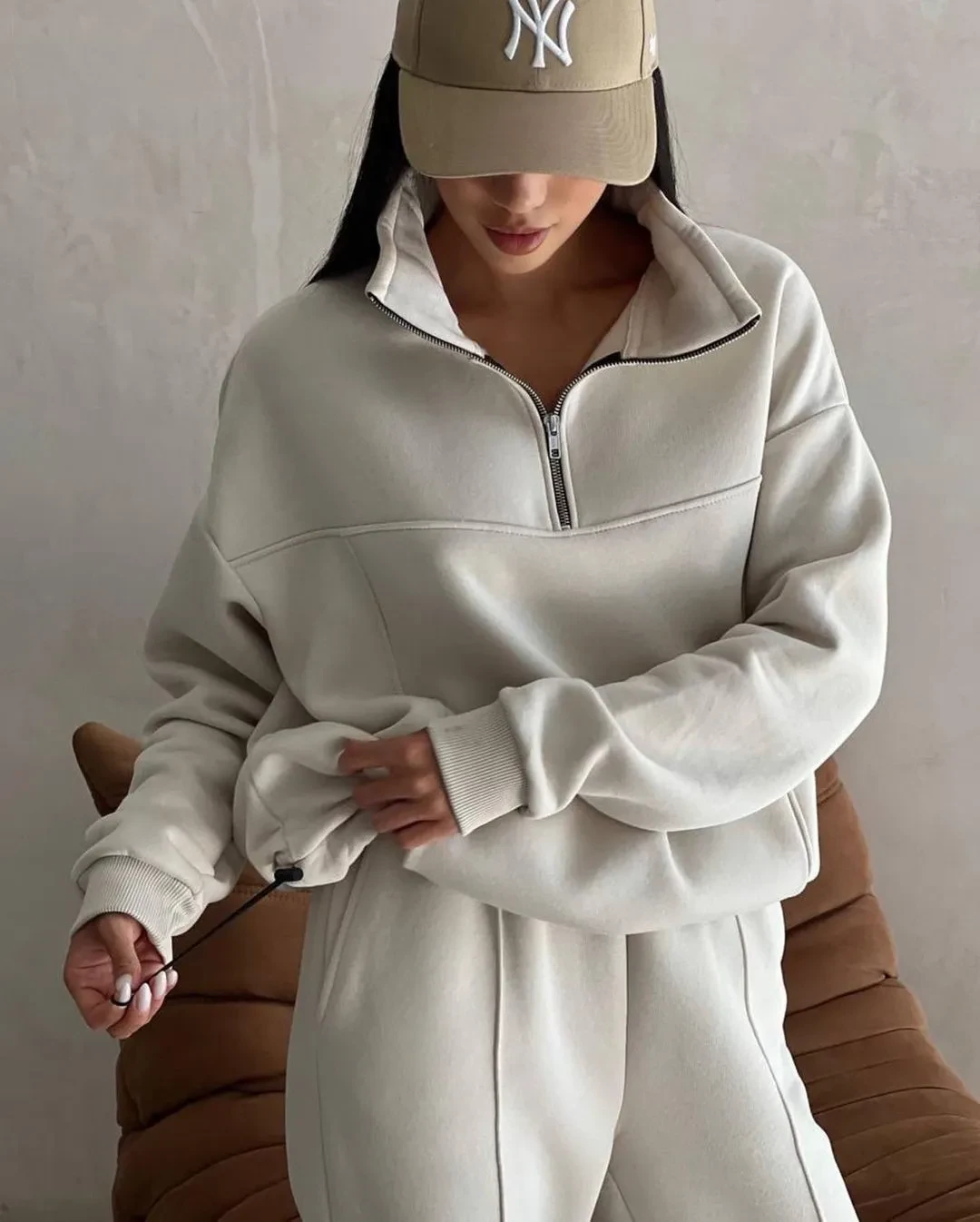 Y2K Winter Jogging Women Two Piece Set Female Zipper Coat Casual Pants Tracksuit Autumn Jacket Fashion Contrast Sport Wear Set