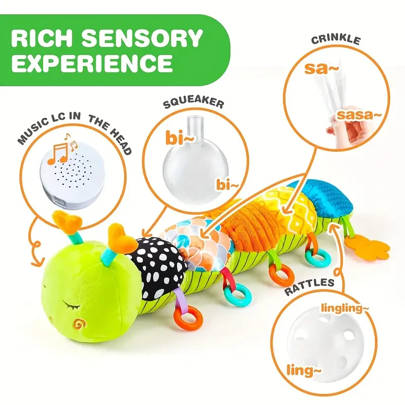 1pc Baby Plush Toy Musical Stuffed Animal Infant Toys With Crinkle Rattles For Newborn 0-3-6-12 Months Birthday Gift