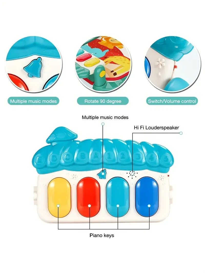 Musical Gyms Play Mats Musical Activity Mat Piano Play Gym Tummy Time Padded Mat