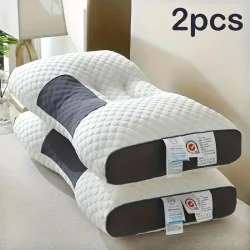 Ergonomic Memory Foam Pillow for Neck Support - Non-Collapse, Cervical Protection, Ideal for Single or Double Use, Soft Polyester Cover, White