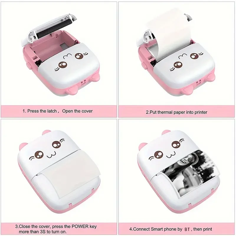 Portable Printer, Mini Pocket Wireless BT Thermal Printers For Smartphone, BT Inkless Printing Gift For Label Receipt Photo Notes Study Home Office Halloween, Christmas Gift
