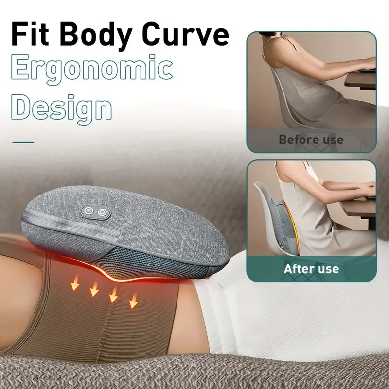 Ergonomic Shiatsu Massage Pillow with Deep Kneading and Heat
