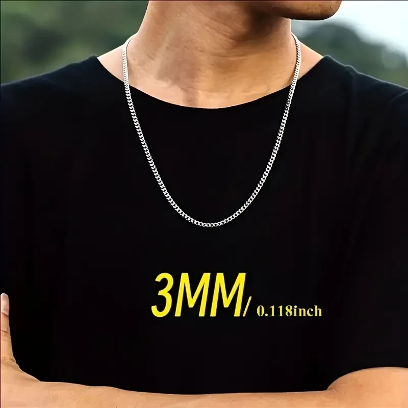 1pc Titanium Steel Mens Cuban Chain Necklace