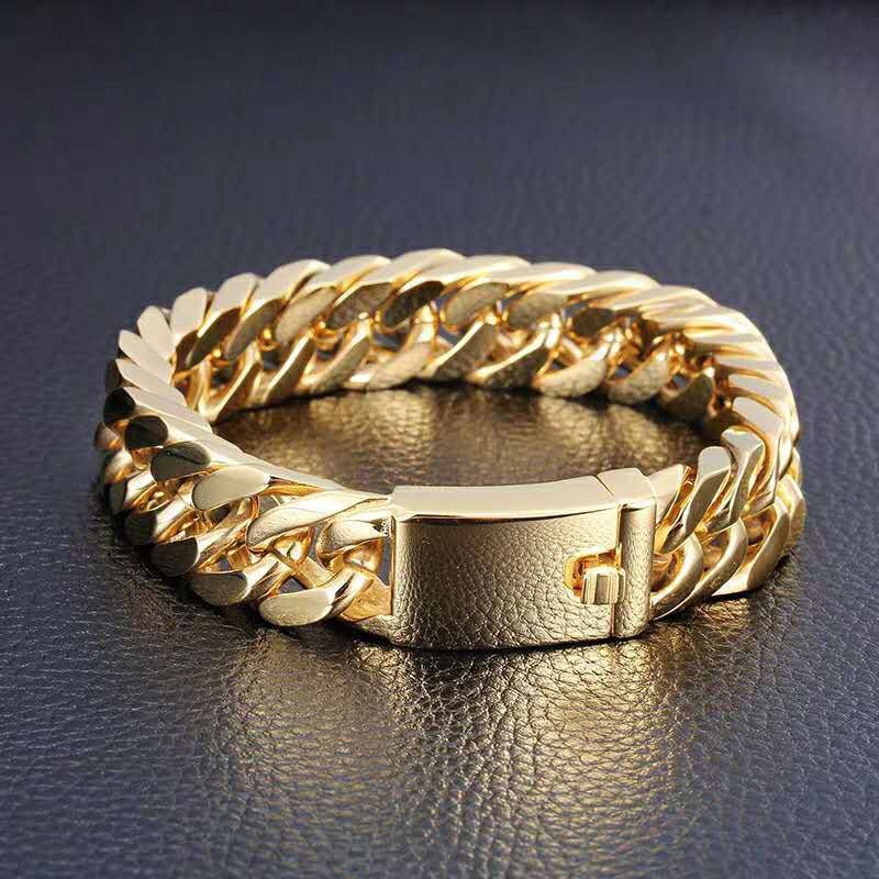 Fashion Black Cuban Chain Bracelet - Stainless Steel Hip Hop Jewelry for Men