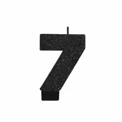 Candle Number Seven Black Sparkle Glittered