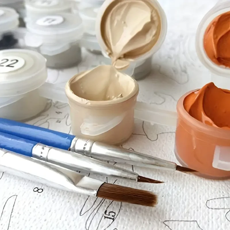 Paint By Number Kit on Canvas 40x50 cm with Wooden Frame Glowing Tulips