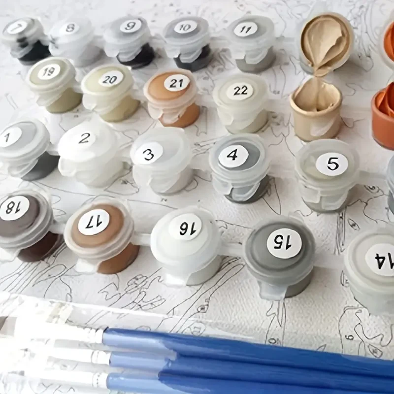 Paint By Number Kit on Canvas 40x50 cm with Wooden Frame Glowing Tulips