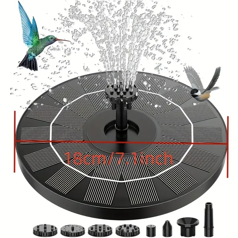 3.5W Solar Fountain Pump with 6 Nozzles - Solar Birdbath Fountain for Garden, Pond, Fish Tank, and Aquarium